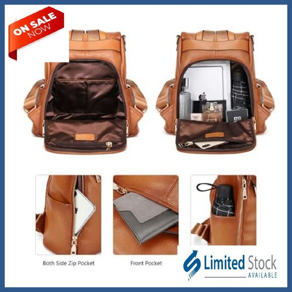 Genuine Leather Anti-Theft Backpack Purse for Women Work Travel